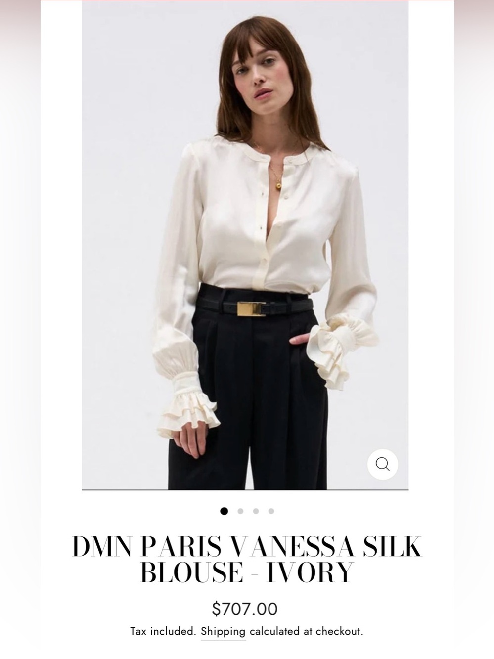 DMN Paris Vanessa Silk Blouse Ivory Size EU 38 US 6 $707